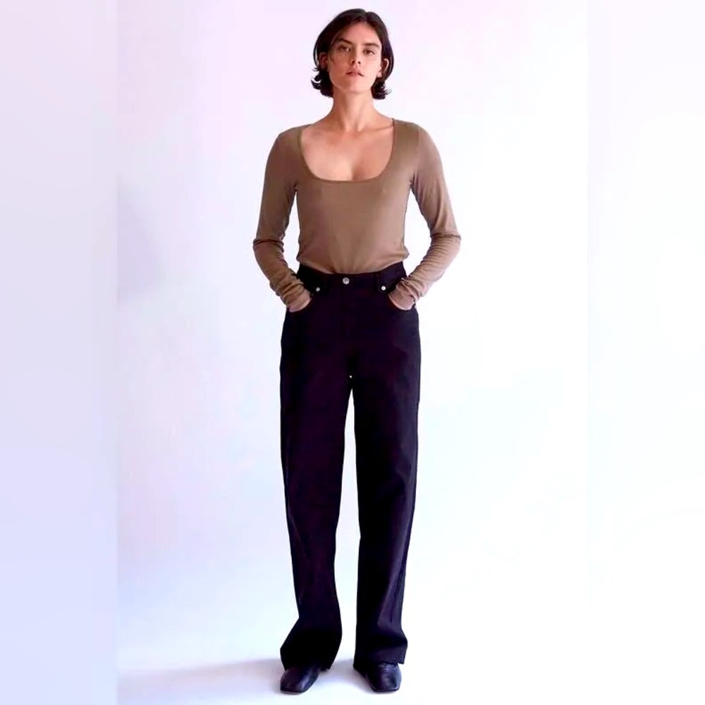 Thakoon Woman’s Ribbed Square Neck Top-Mink Size M NWT